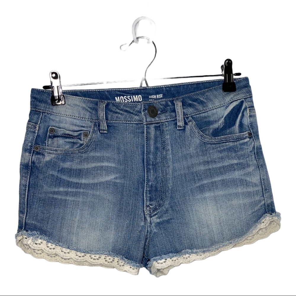 Mossimo High Rise Lace Trimmed Jean Shorts. Size 9